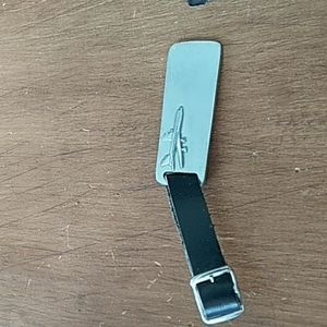 (3 for $20) Pewter Luggage Tag with Leather Tie